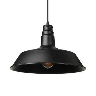 

Warehouse Barn Pendant Industrial One Light Indoor Lighting Fixture with Metal Shade in Textured Black, HL371749