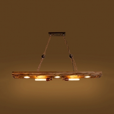

5 Lights Rectangle Island Light Fixtures Antique Metal Length Adjustable Island Pendants with 39" Chain in Rust, HL511300