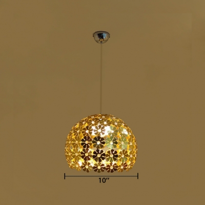Contemporary Globe Pendant Light 1 Light Metal Hanging Lamp with Clear Crystal Bead in Gold/Silver