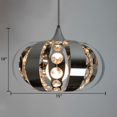 Kitchen Pendant Lights Modern with Adjustable Hanging Cord, Lantern Pendant Lighting with Clear Crystal in Polished Chrome