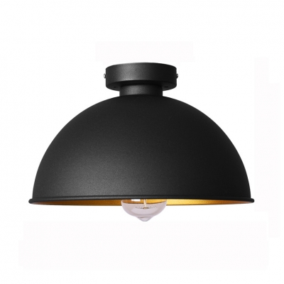 Metal Dome Ceiling Flush Light Single Light Industrial Flush Mount in Black for Foyer