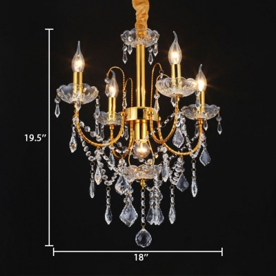 Modern Brass Chandelier with Candle and 12