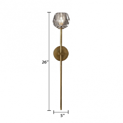 Modern Clear Crystal Wall Mounted Lighting with Floral Shade One Light Sconce Light in Gold/Chrome/Black
