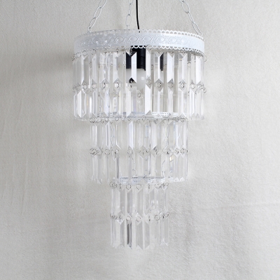 Multi Tiers Mini Pendant Light Clear Crystal Bedroom Single Light Modern Hanging Lamp in Black