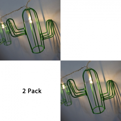 10ft 20 LED Wall String Lights with Cactus Shape Pack of 2 Battery/USB String Lamp