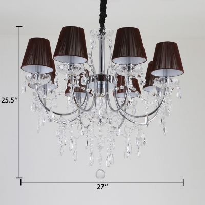Metal Tapered Chandelier with Clear Crystal and 12