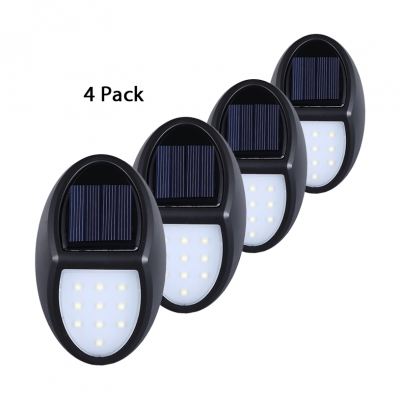 Oval Solar Wall Light 10 LED Waterproof Dusk to Dawn Sensor Security lighting in Black for Yard