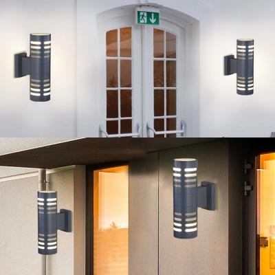 Wireless Waterproof Security Lighting 2 LED Cylindrical Wall Light for Front Door