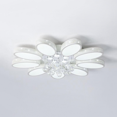 Acrylic Flower Ceiling Pendant 6/9/12 Lights Modern Flush Mount Lighting in White