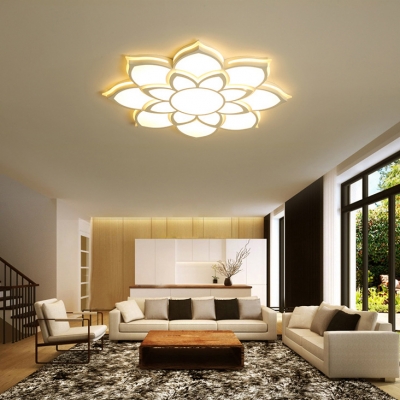Acrylic Flower Flush Mount Light Contemporary LED Ceiling Fixture in White/Warm for Foyer