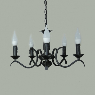 Candle Dining Room Chandelier Light Metal 3/5/6/8/12 Lights Vintage Pendant Lamp in Black