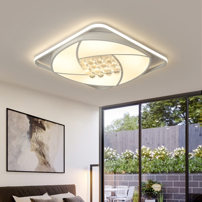 Contemporary Square Flush Mount Light Acrylic White Ceiling Fixture for Living Room