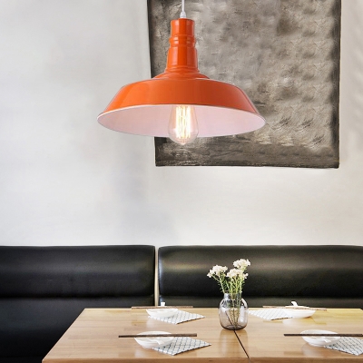 Fresh Orange 1 Light LED Pendant in Barn Style