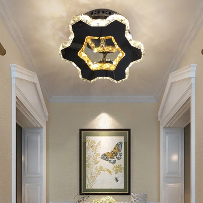 Modern Flower Wall Light with Crystal Single Light Metal Sconce Light in Chrome for Living Room