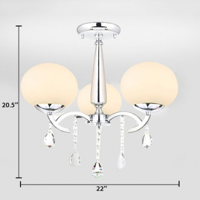 Modern Globe Chandelier 3/6/8/9 Lights Metal Hanging Lamp with Clear Crystal Decoration in Chrome