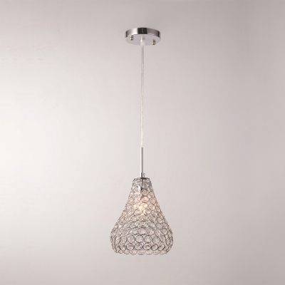 Modern Pendant Lighting for Dining Room, Clear Crystal Pear Pendant Lighting in Chrome with 39