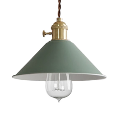 Multi Color Cone Pendant Light Macaroon Metal 1 Light Hanging Light in Blue/Brown/Gray/Green/Red/White/Yellow