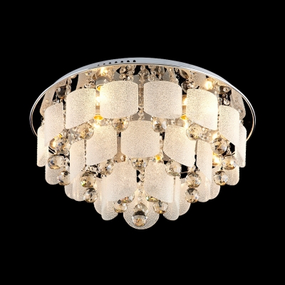 Multi Lights 3 Tiers Ceiling Light Fixture Vintage Style Glass Flushmount Lighting with Clear Crystal