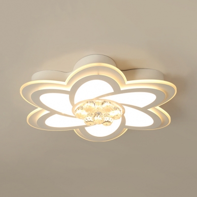Petal LED Flush Mount Lighting Hallway Modern Ceiling Lamp with Clear Crystal in White
