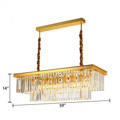 Rectangle Pendant Lighting Dining Room 6/8 Lights Modern Hanging Lights with Adjustable Cord in Black/Gold