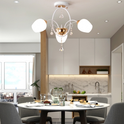 Ring Living Room Light Fixtures Metal 3/6 Lights Modern Semi-Flush Ceiling Lighting in Black/White