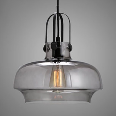 Single Light Pendant Lamp with Adjustable Cord Industrial Glass Hanging Light Fixture for Dining Room