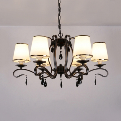Tapered Chandelier with White Fabric Shade and 12