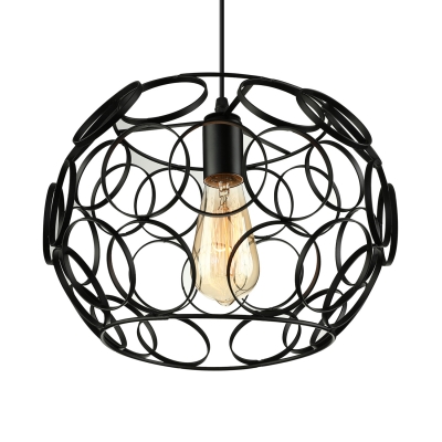 Vintage 12''W Foyer Dining Room LED Pendant with Circles Design