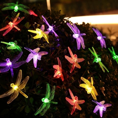 2-Pack LED Solar String Lights 21ft 30 Lights Hanging String Lights with Dragonfly Decoration
