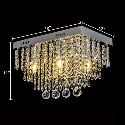 3-Light Clear Crystal Flush Mount Light Fixture Contemporary Style Ceiling Lighting, 18