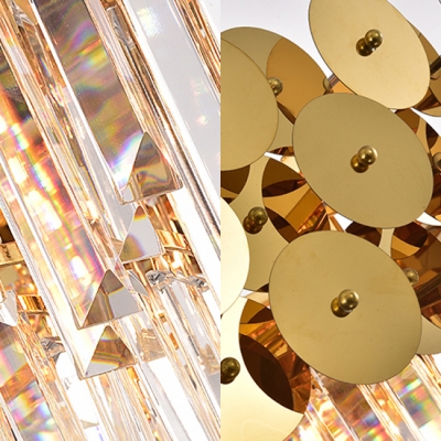 Modern Drum Chandelier with Clear Crystal Metal 8/12/16 Lights Brass Chandelier Light for Living Room