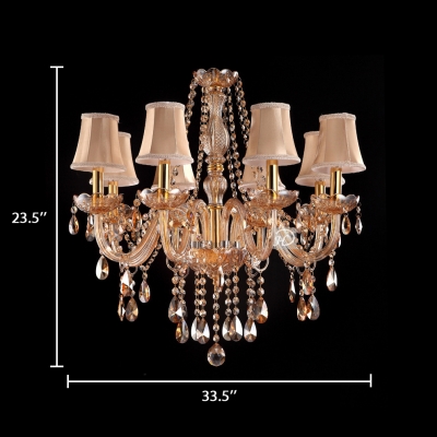 6/8/10 Lights Tapered Ceiling Light Classic Clear Gold Crystal Hanging Chandelier with 19.5