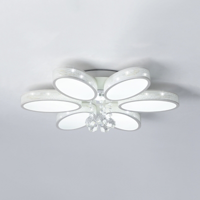 Acrylic Flower Ceiling Pendant 6/9/12 Lights Modern Flush Mount Lighting in White