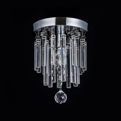 Bedroom Cylinder Flush Mount Lighting Clear Crystal Modern Nickel Hanging Chandelier