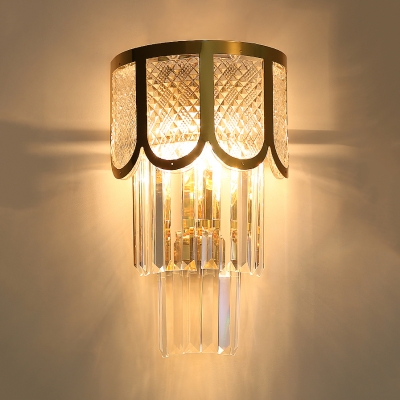 Contemporary Wall Light Metal 3 Lights Brass Sconce Light with Clear Crystal for Bathroom