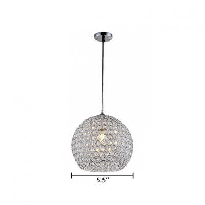 Dining Room Lighting Globes, 1 Light Chrome Clear Crystal Pendant Light Contemporary with 39