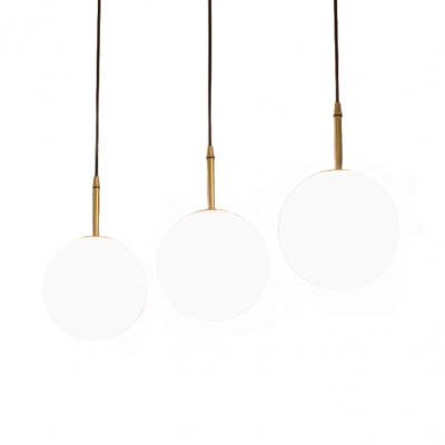 Frosted Glass Orb Pendant Light One Light Modern Hanging Light in Brass