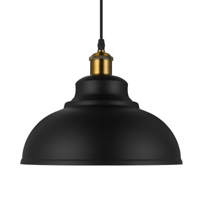 Industrial Pendant Light with 14.17''W Metal Shade in Black/White