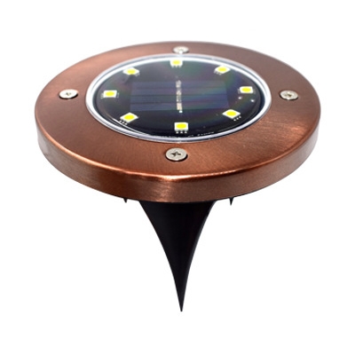 

Solar Powered Disk Light 1.2W LED Waterproof Ground Light with Spike Stand for Lawn Garden, HL512467, Silver;bronze