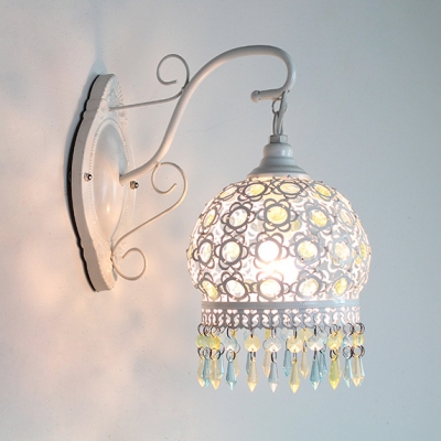 Traditional Domed Shape Sconce Single Light White Hanging Wall Sconce for Living Room