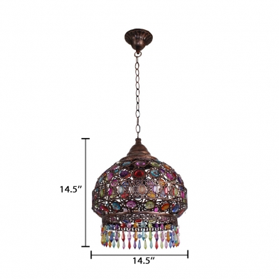 Vintage Dome Pendant Lamp Metal Single Light Copper/Brass Suspended Light for Living Room