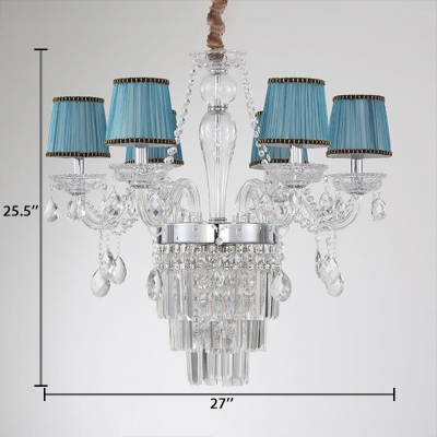 Clear Crystal Flared Chandelier Light with 12