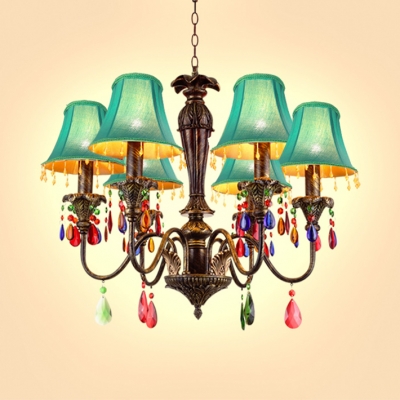 Red/Blue/Green/Yellow Tapered Chandelier 6 Lights Colorful Metal Pendant Light for Living Room