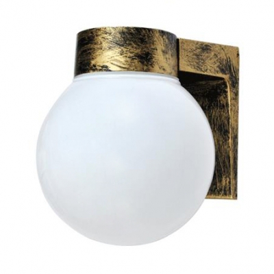 Globe Wall Sconce 1 Light Contemporary Frosted Glass Landscape Light in Black/Bronze/White for Fence Patio