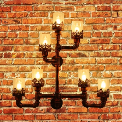 Industrial Pipe Wall Light Fixture Metal 7 Lights Wall Sconce for Foyer