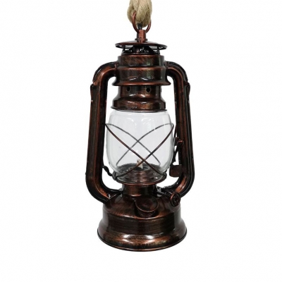 Kerosene Hanging Lamp Single Light Metal and Rope Pendant Lamp for Dining Room