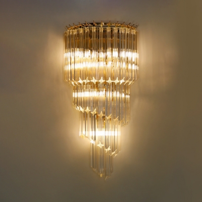 Clear Crystal Sconce 5 Lights Contemporary Wall Light Fixture in Gold for Living Room