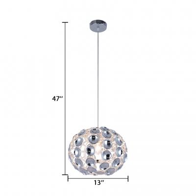 Dining Room Globe Chandelier Clear Crystal Contemporary Silver/Gold Pendant Lighting with Adjustable Cord