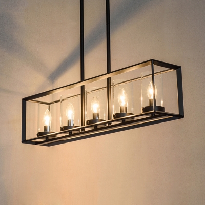 Metal Rectangle Hanging Island Lights with 33.5