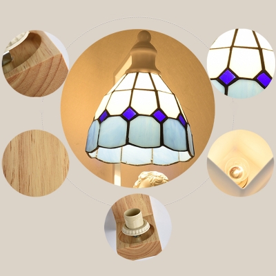 1 Light Domed Wall Lamp with Angel Decoration Tiffany Style Stained Glass and Resin Wall Light for Kids Bedroom